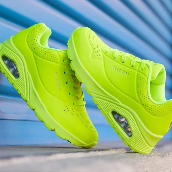 Skechers UNO Neon Green Women's Sneakers - Picture 6 of 6